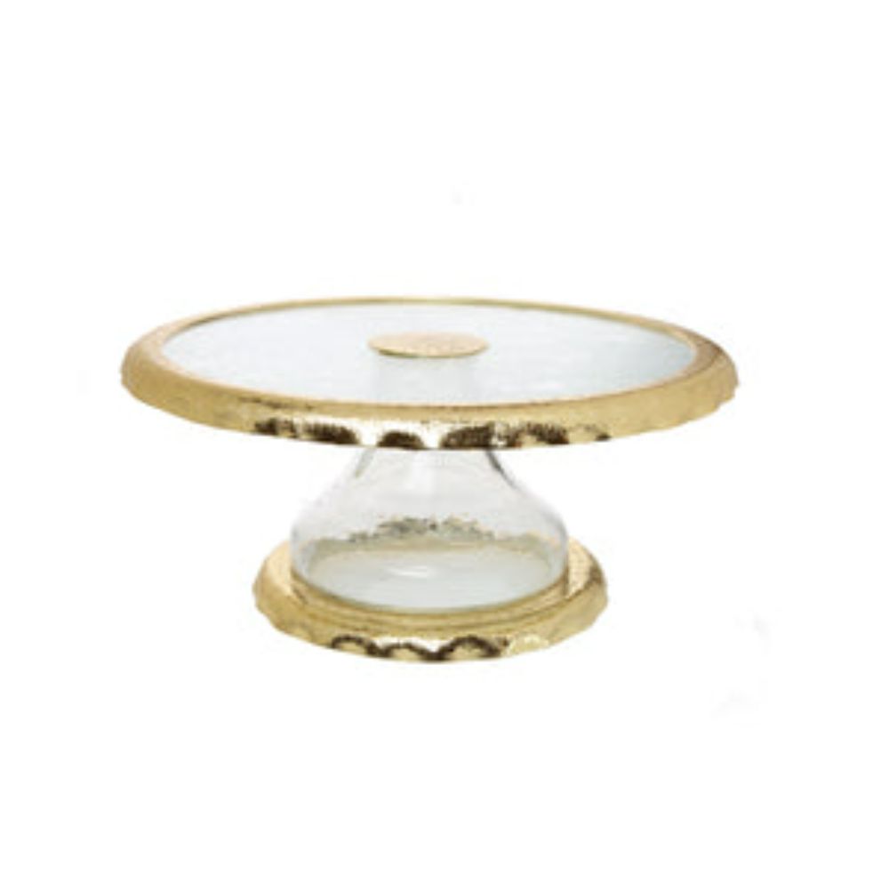 Glass Cake Stand with Gold Border