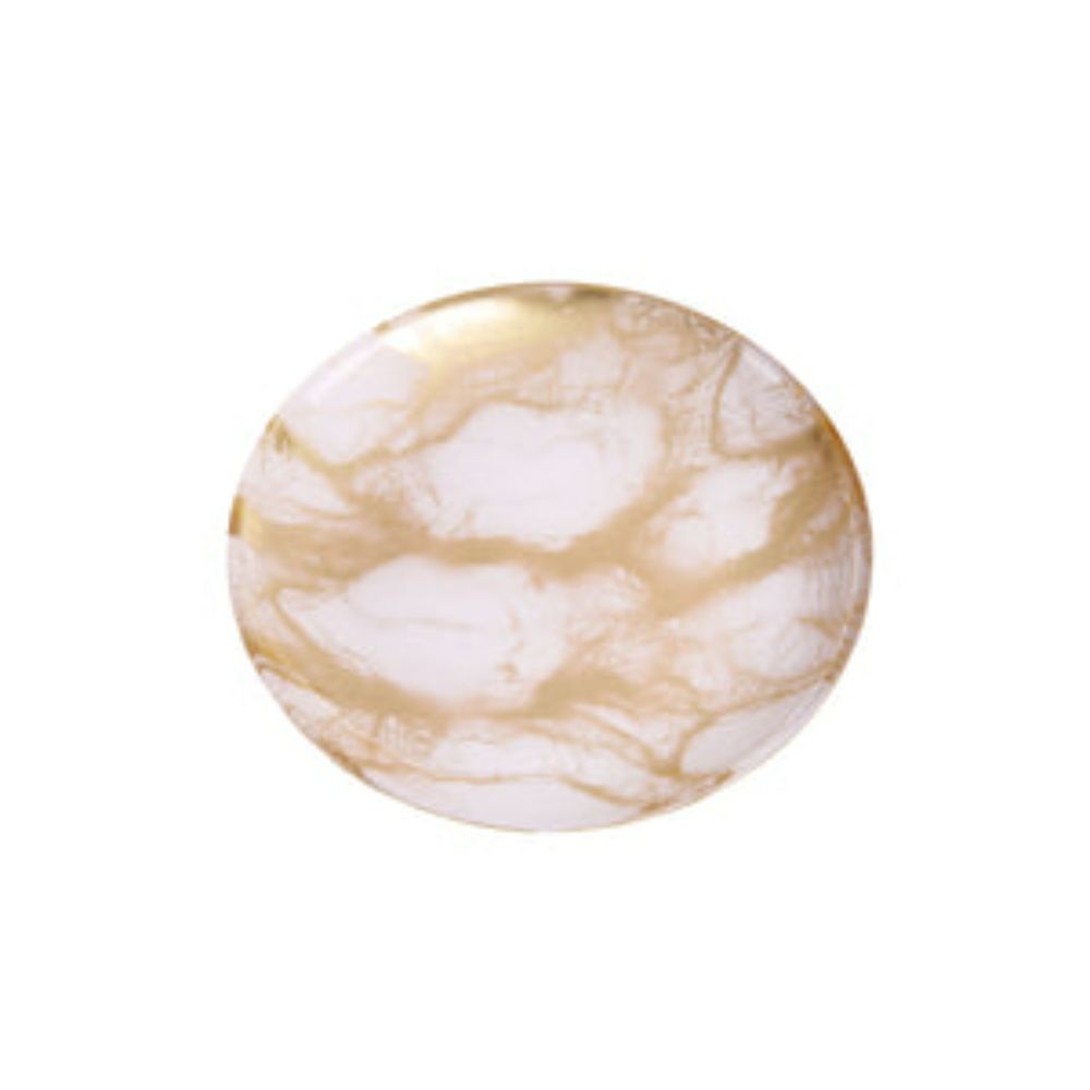 Set Of 4 Gold-White Marble Plates - 6.5"D