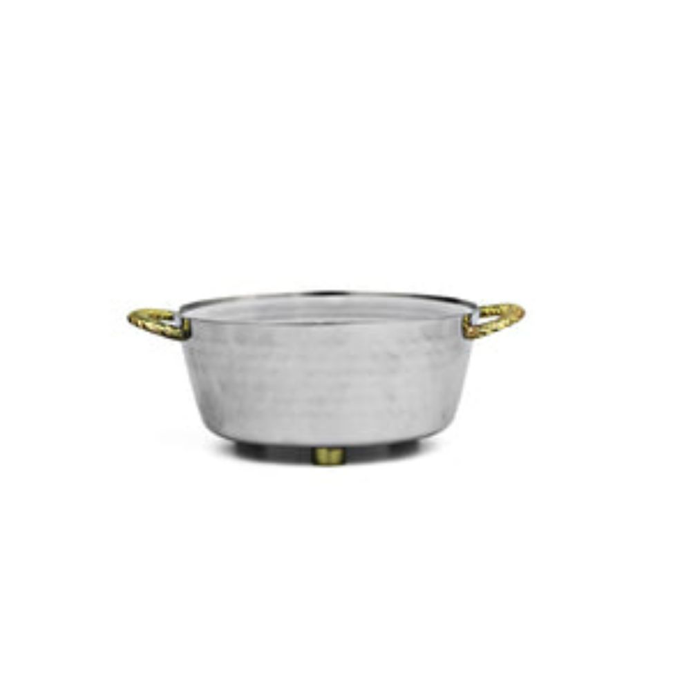 Nickel Dip Container Bowl with Gold Spaghetti Look Handles