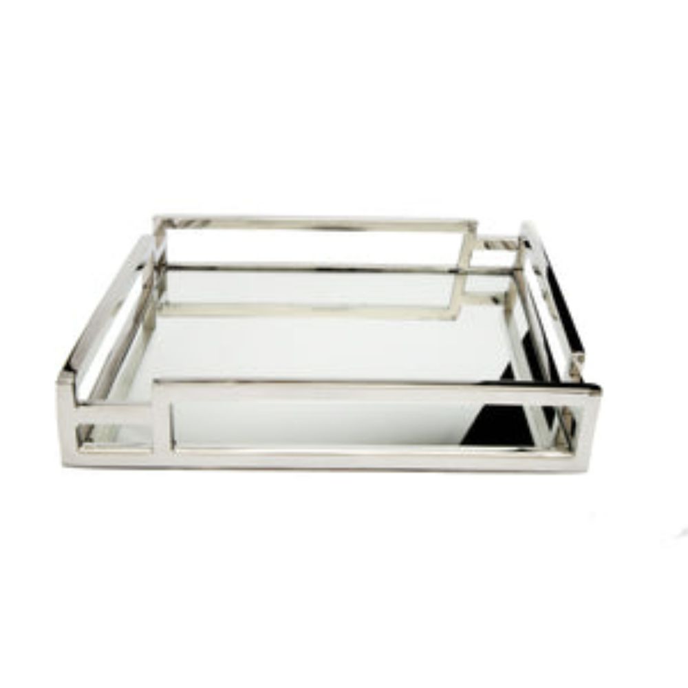 Square Mirror Tray with Layered Loop Design
