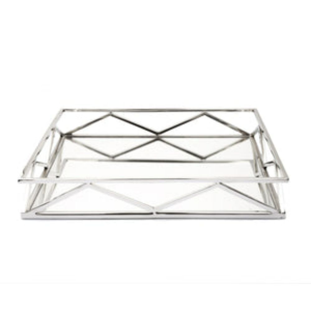 Oblong Mirror Tray with V-design