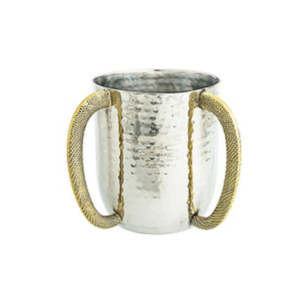 Hammered Washcup with Gold Handles