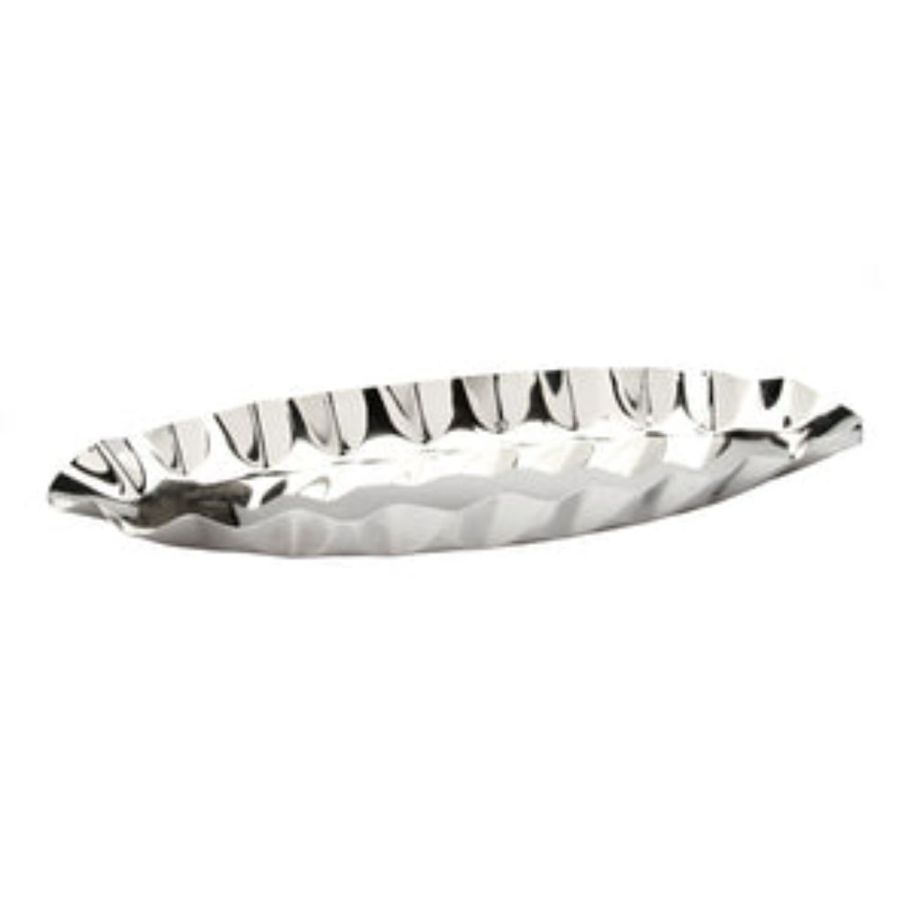 Boat Shaped Stainless Steel Dish with Rippled Design
