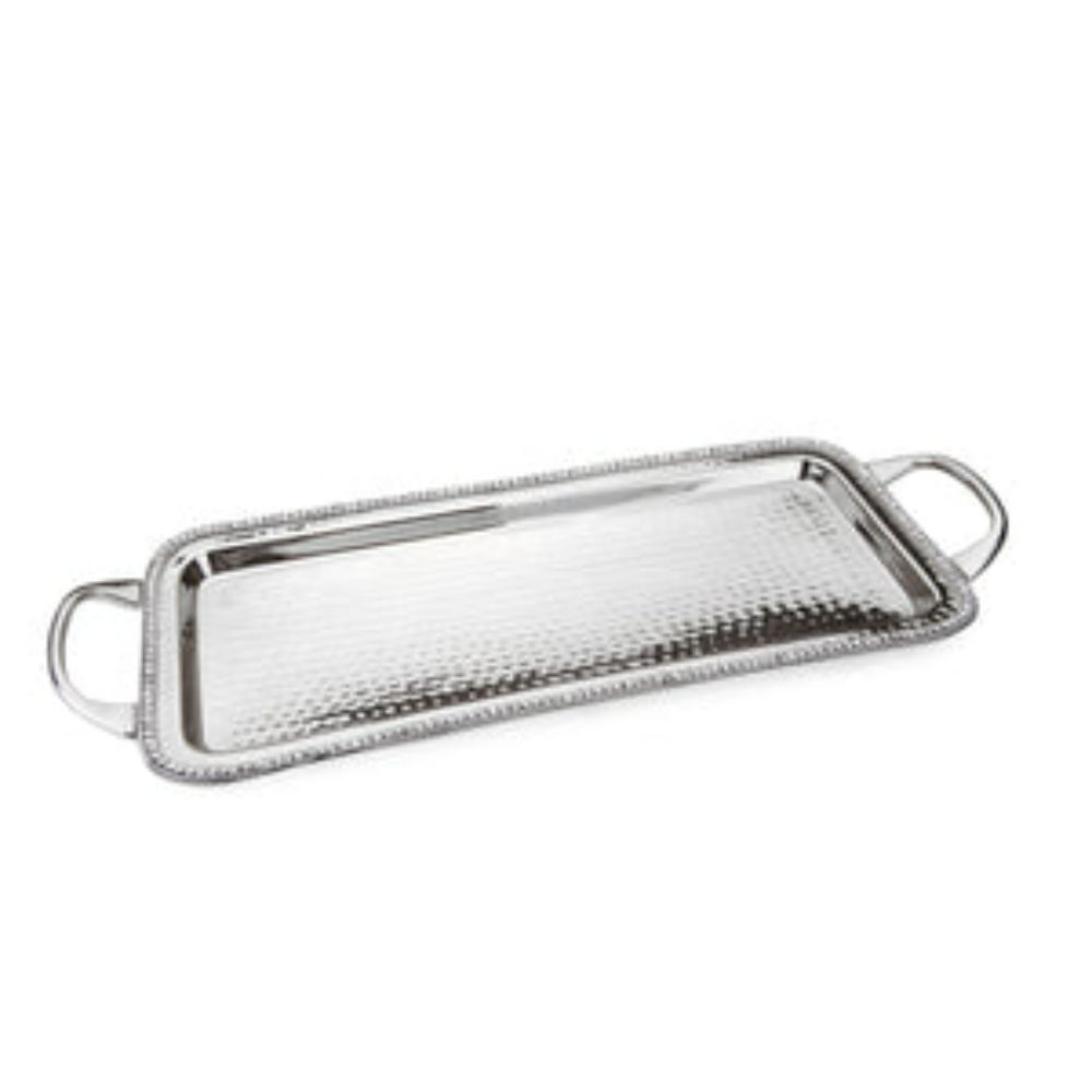 Stainless Steel Rectangular Tray with Beaded Design