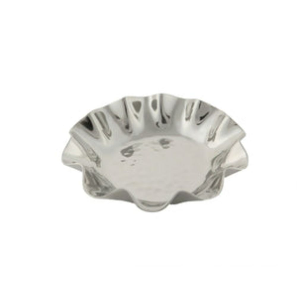 Small Stainless Steel Shallow Bowl with Wavy Trim