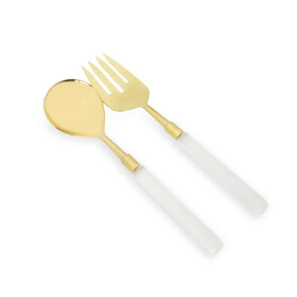 Set of 2 Gold Salad Severs with Acrylic Handles
