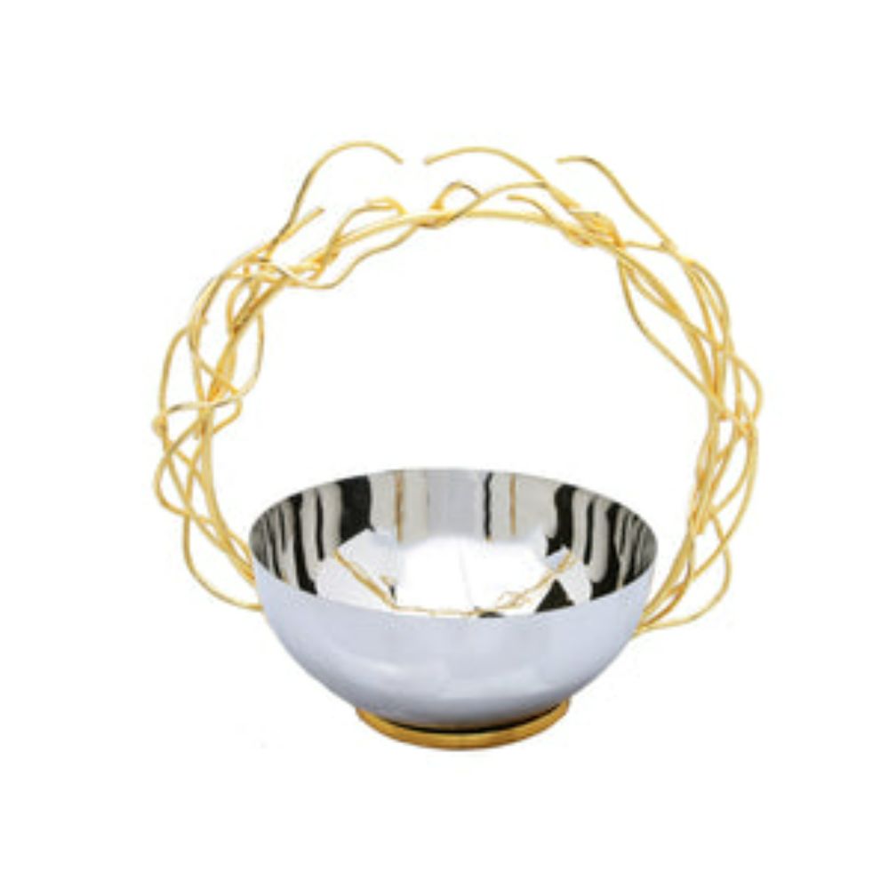 Stainless Steel Bowl with Round Gold Removable Twig Handle