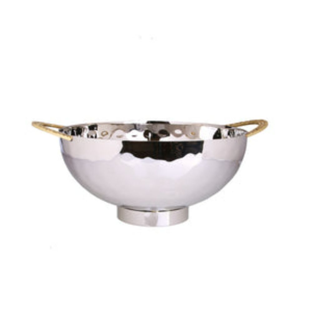Stainless Steel Salad Bowl With Mosaic Handles - 12.5"W X 10"L X 5.2"H