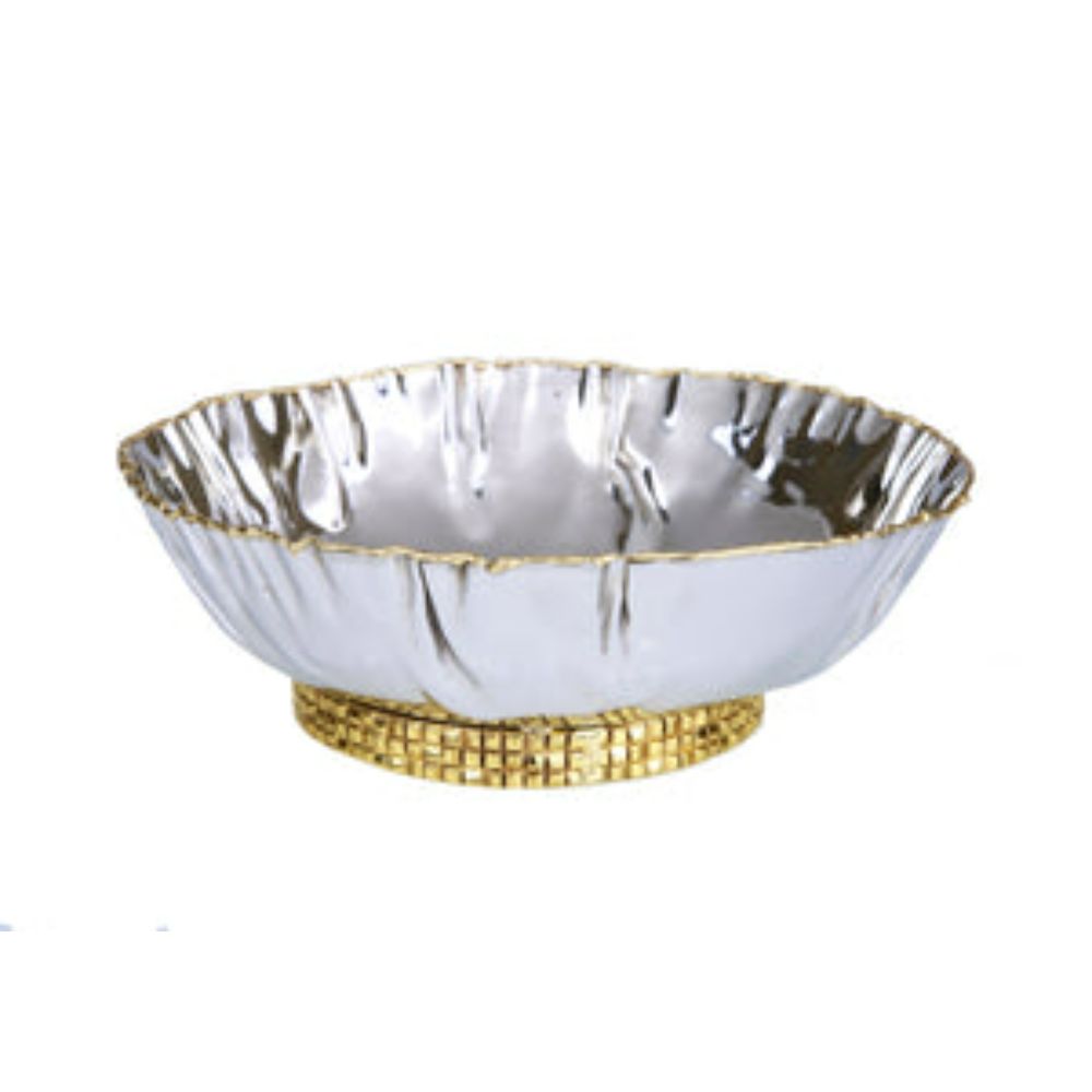 Stainless Steel Crumpled Bowl With Mosaic Base