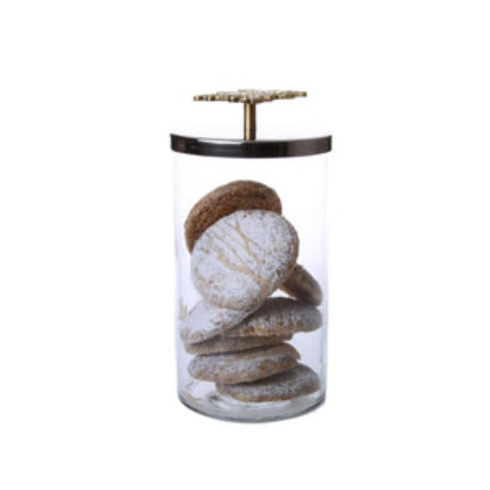 Glass Canister With Mosaic Handle - 4"D X 6.25"H