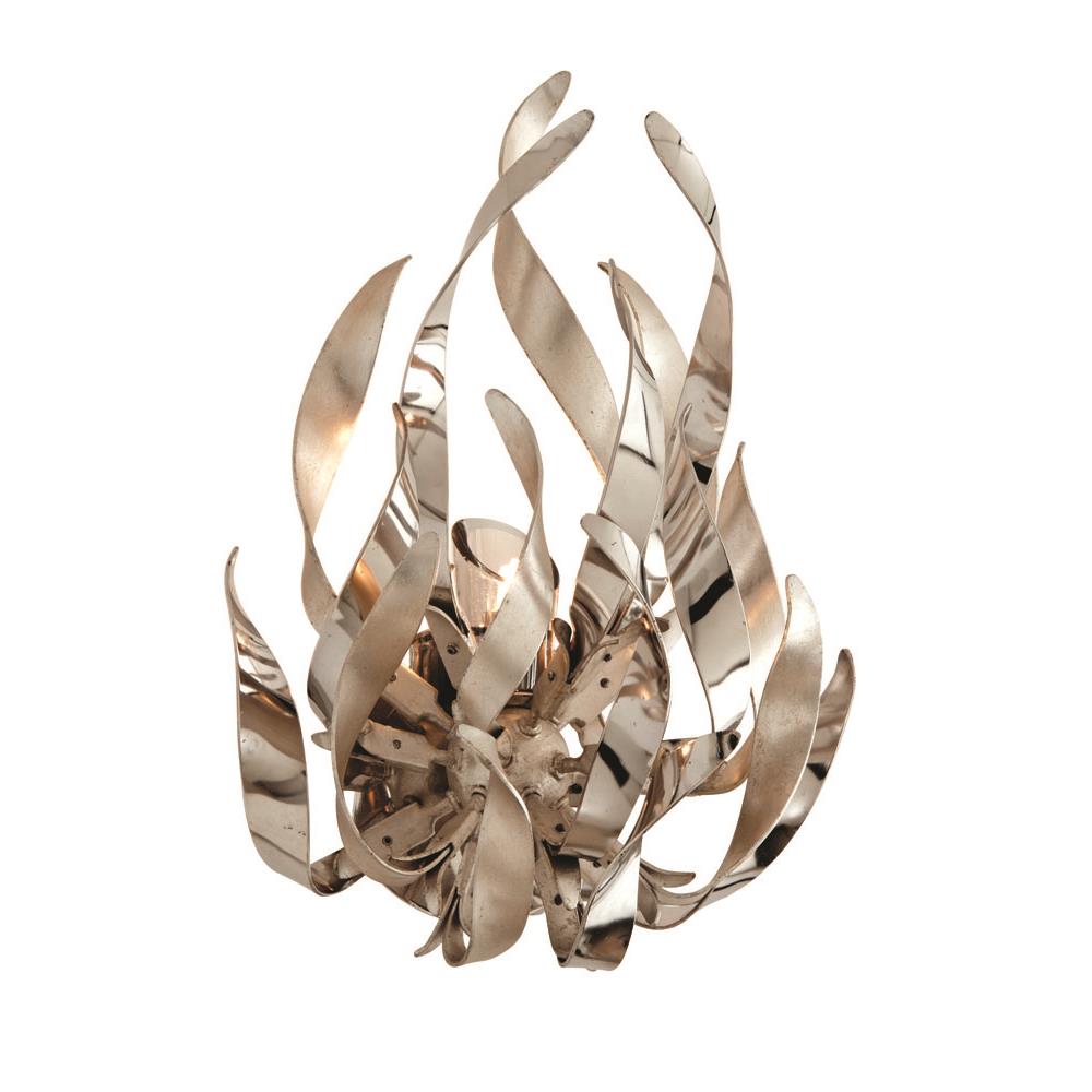 Corbett Lighting 154-11 Graffiti 1 Light Wall Sconce in Silver Leaf and Polished Stainless