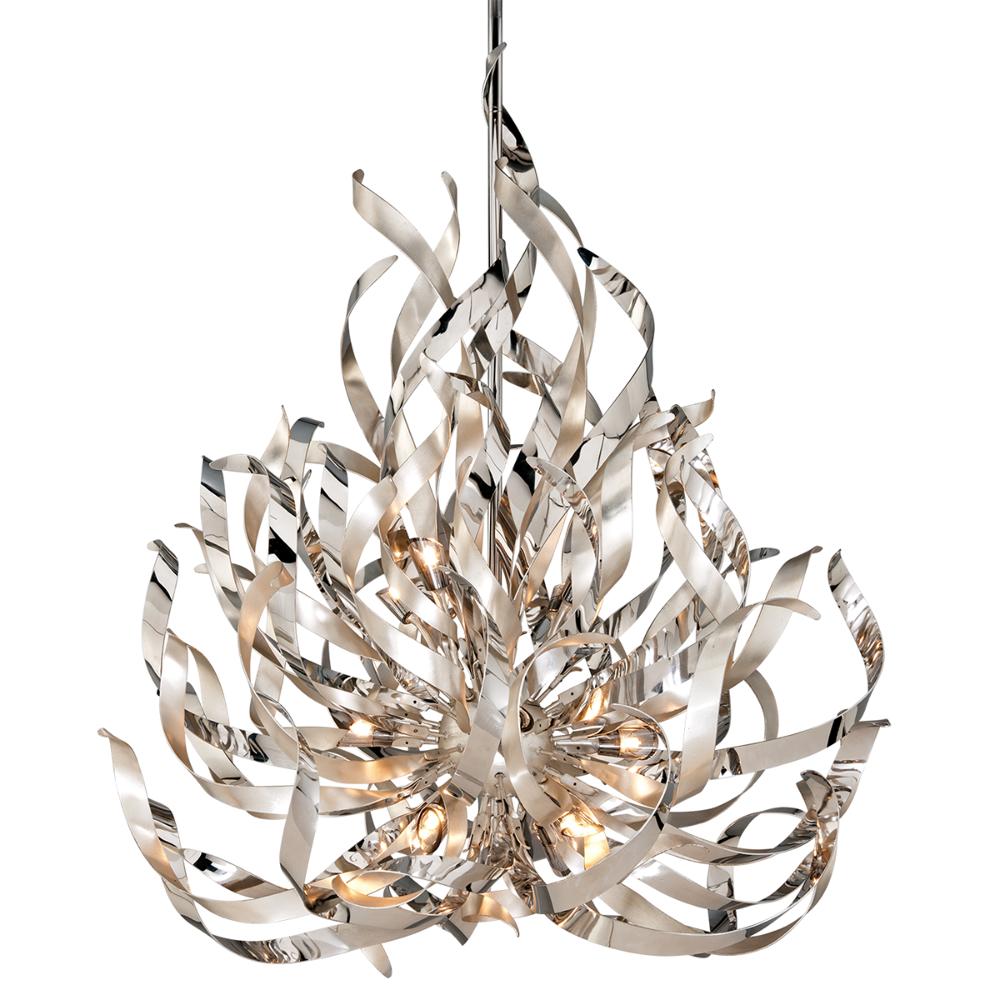 Corbett Lighting 154-412 Graffiti 12 Light Extra Large Pendant in Silver Leaf and Polished Stainless