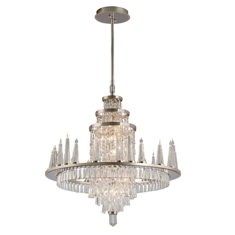 Corbett Lighting 170-010 Illusion 10+24 Light Extra Large Pendant in Silver Leaf Finish With Polished Stainless Accents