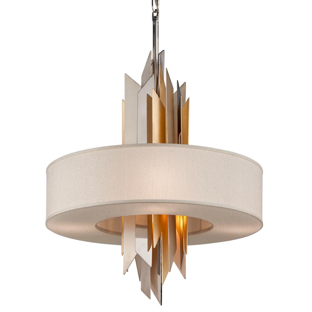 Corbett Lighting 207-46-SS/WSL/GL Modernist Pendant in Pol SS w/ Silver/Gold Leaf