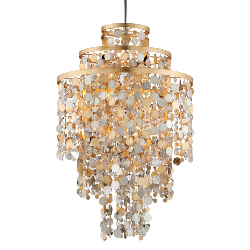 Corbett Lighting 215-711 11LT PENDANT ENTRY LARGE in GOLD AND SILVER LEAF