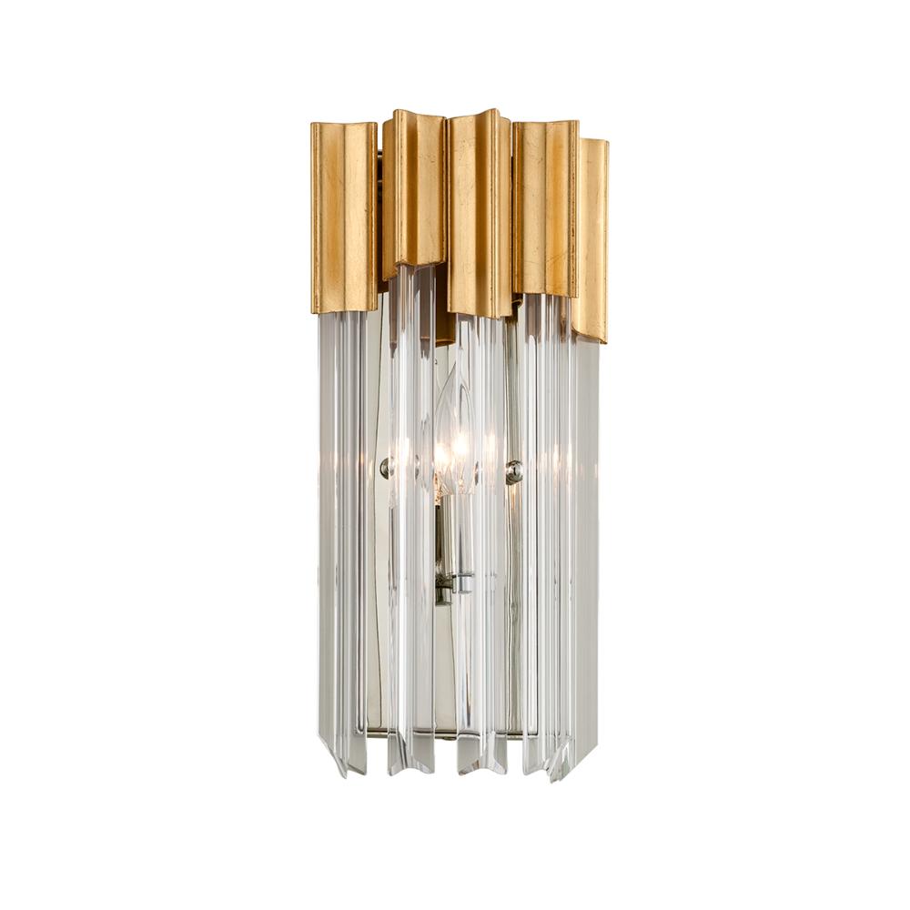 Corbett Lighting 220-11-GL/SS Charisma Wall Sconce in Gold Leaf With Polished Stainless