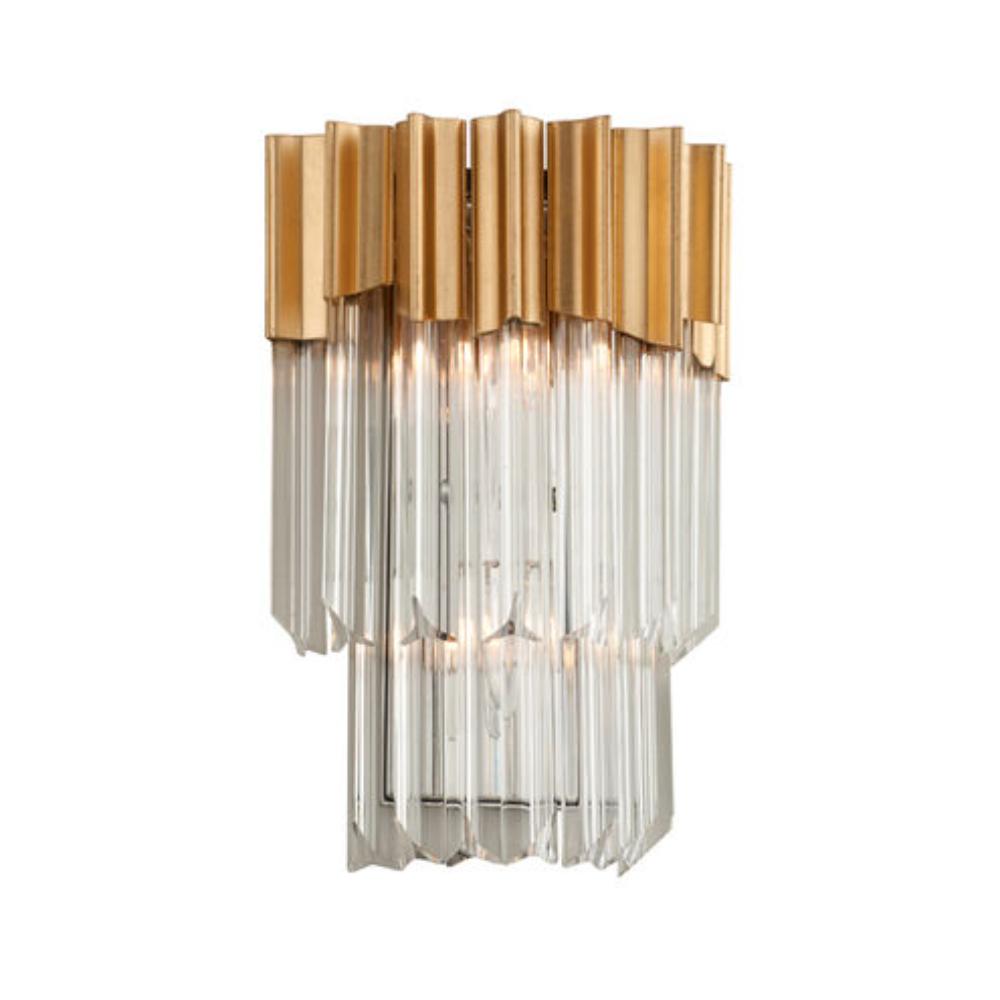 Corbett Lighting 220-12-GL/SS Charisma 2 Light Wall Sconce in Gold Leaf W Polished Stainless