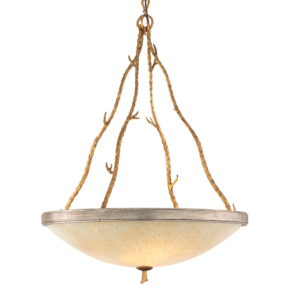 Corbett Lighting 66-44 Parc Royale 4 Light Hanging Pendant in Gold and Silver Leaf