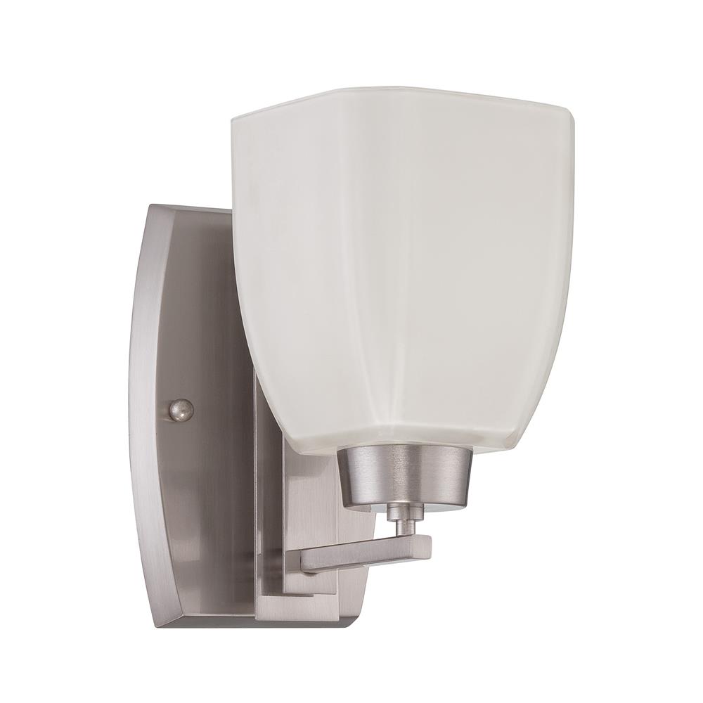 Craftmade 14705BNK1 Bridwell 1 Light Wall Sconce in Brushed Satin Nickel with Frosted White Glass