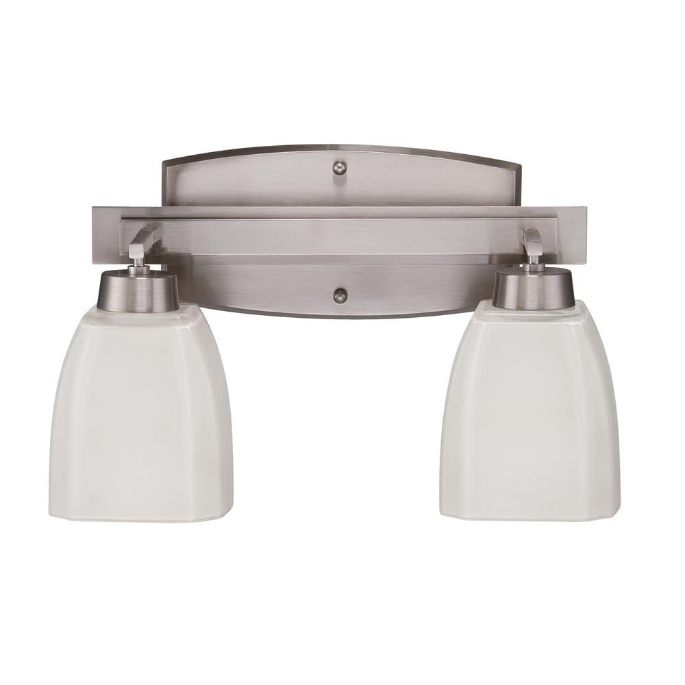 Craftmade 14715BNK2 Bridwell 2 Light Vanity in Brushed Satin Nickel with Frosted White Glass