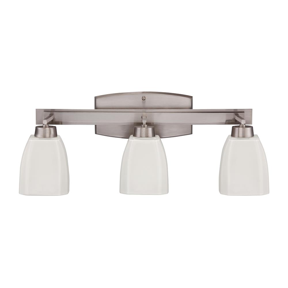 Craftmade 14721BNK3 Bridwell 3 Light Vanity in Brushed Satin Nickel with Frosted White Glass