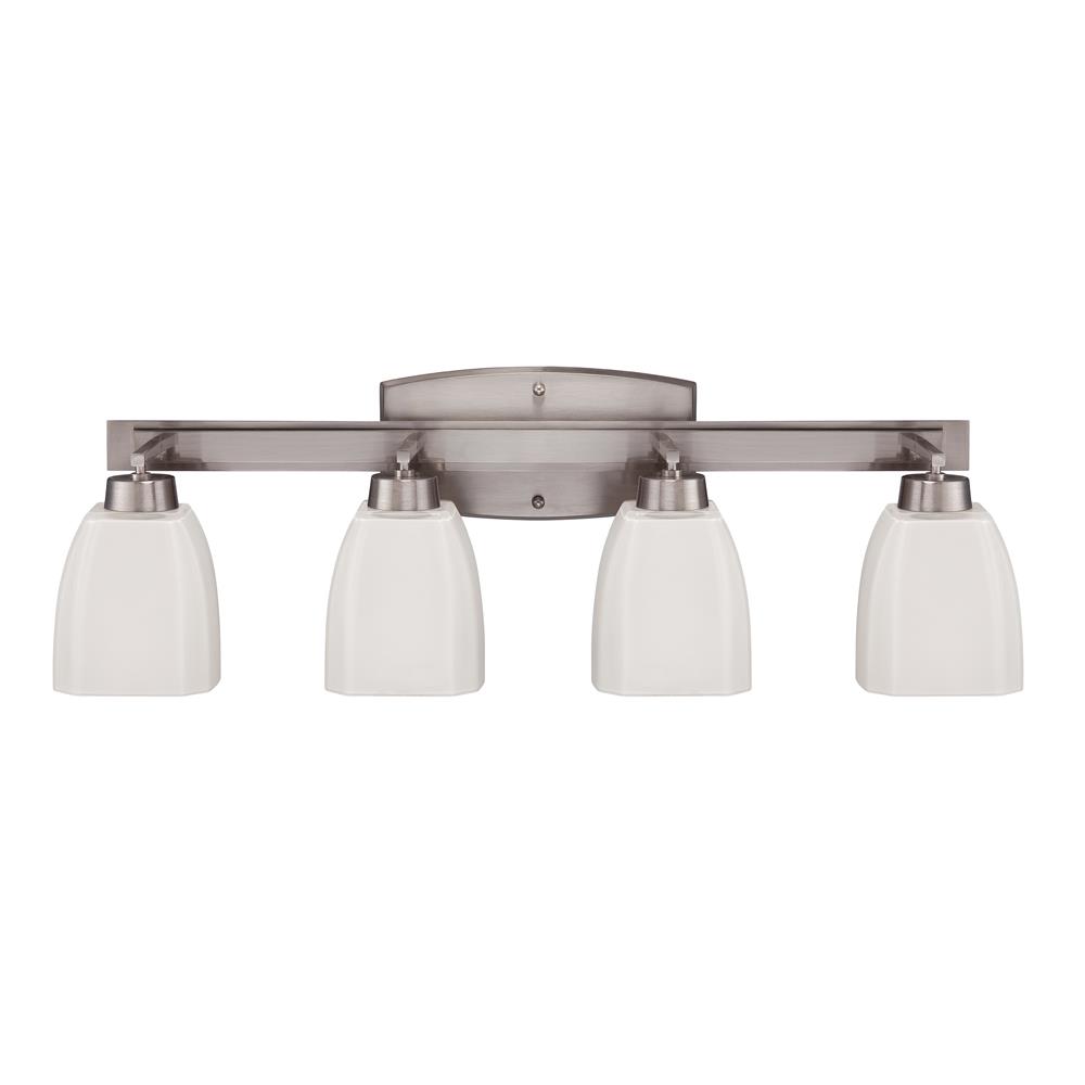 Craftmade 14728BNK4 Bridwell 4 Light Vanity in Brushed Satin Nickel with Frosted White Glass