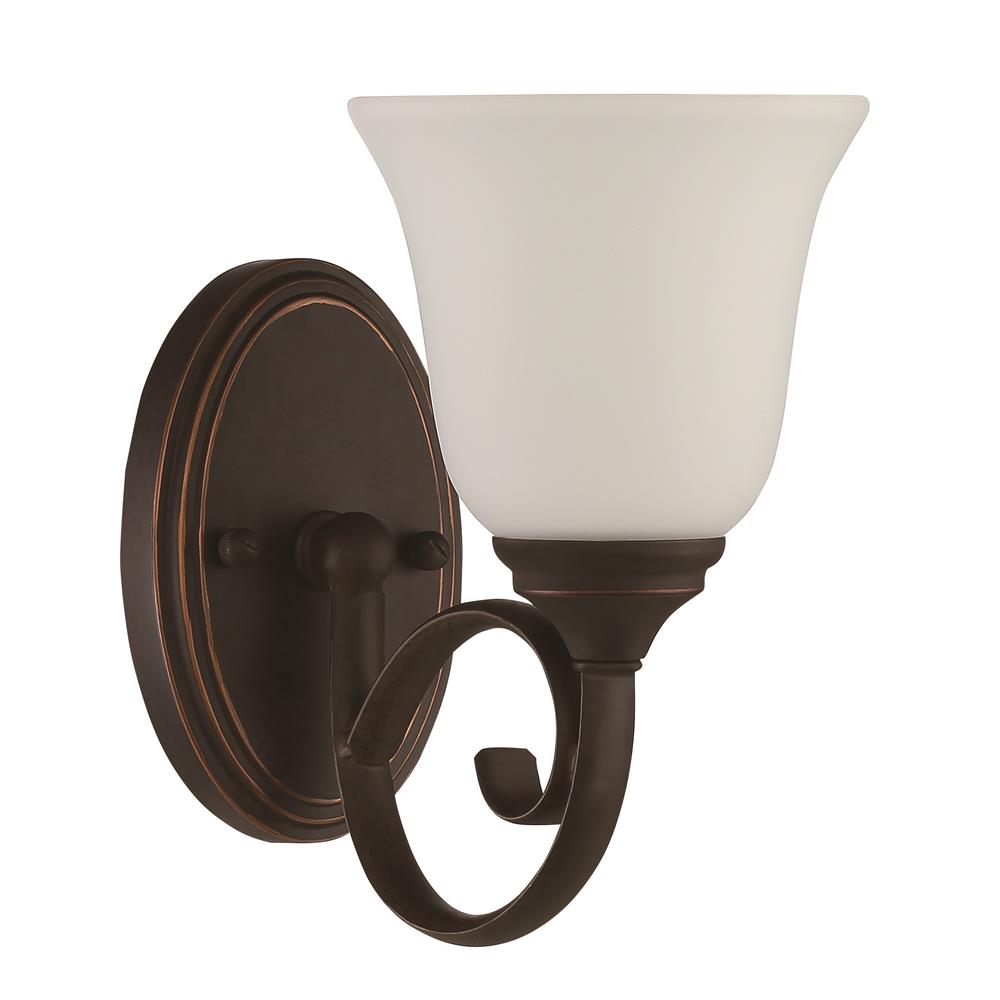 Craftmade 24201-MB-WG Barrett Place 1 Light Wall Sconce in Mocha Bronze with White Frosted Glass