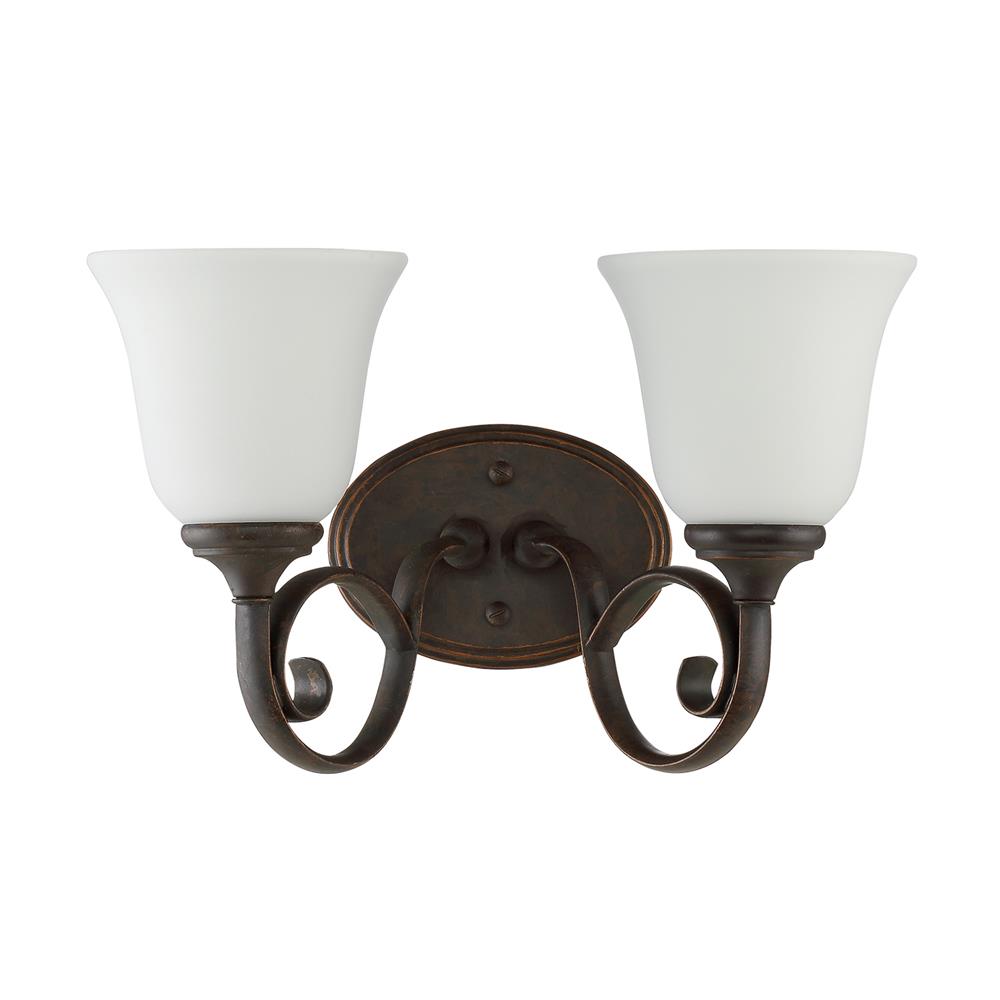 Craftmade 24202-MB-WG Barrett Place 2 Light Vanity in Mocha Bronze with White Frosted Glass