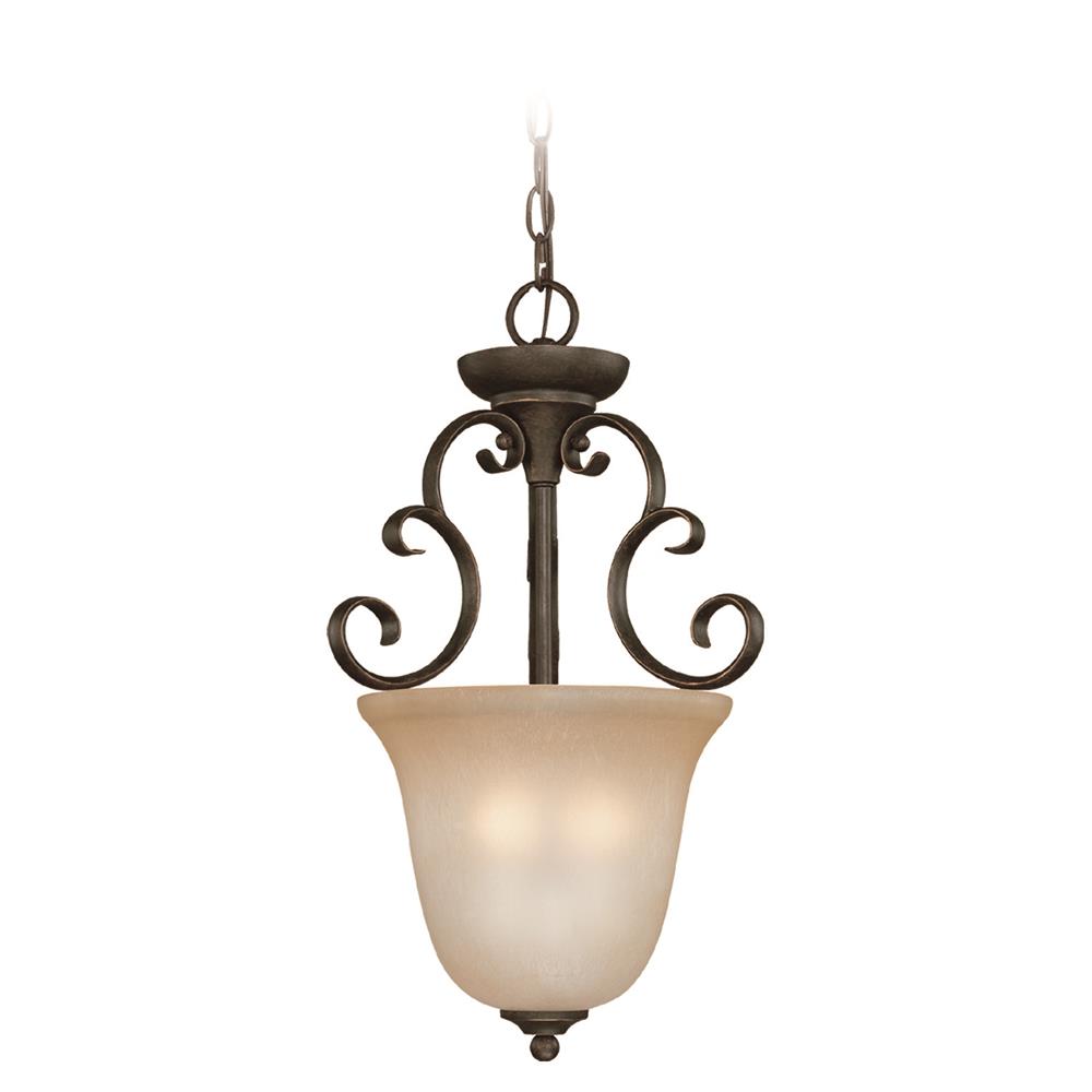 Craftmade 24223-MB Barrett Place 3 Light Foyer in Mocha Bronze with Light Umber Etched Glass