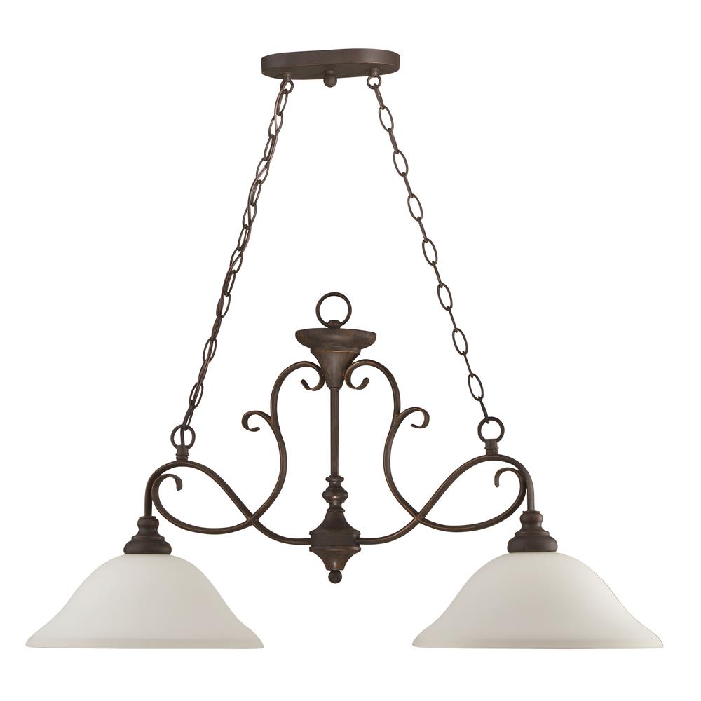 Craftmade 24232-MB-WG Barrett Place 2 Light Island in Mocha Bronze with White Frosted Glass
