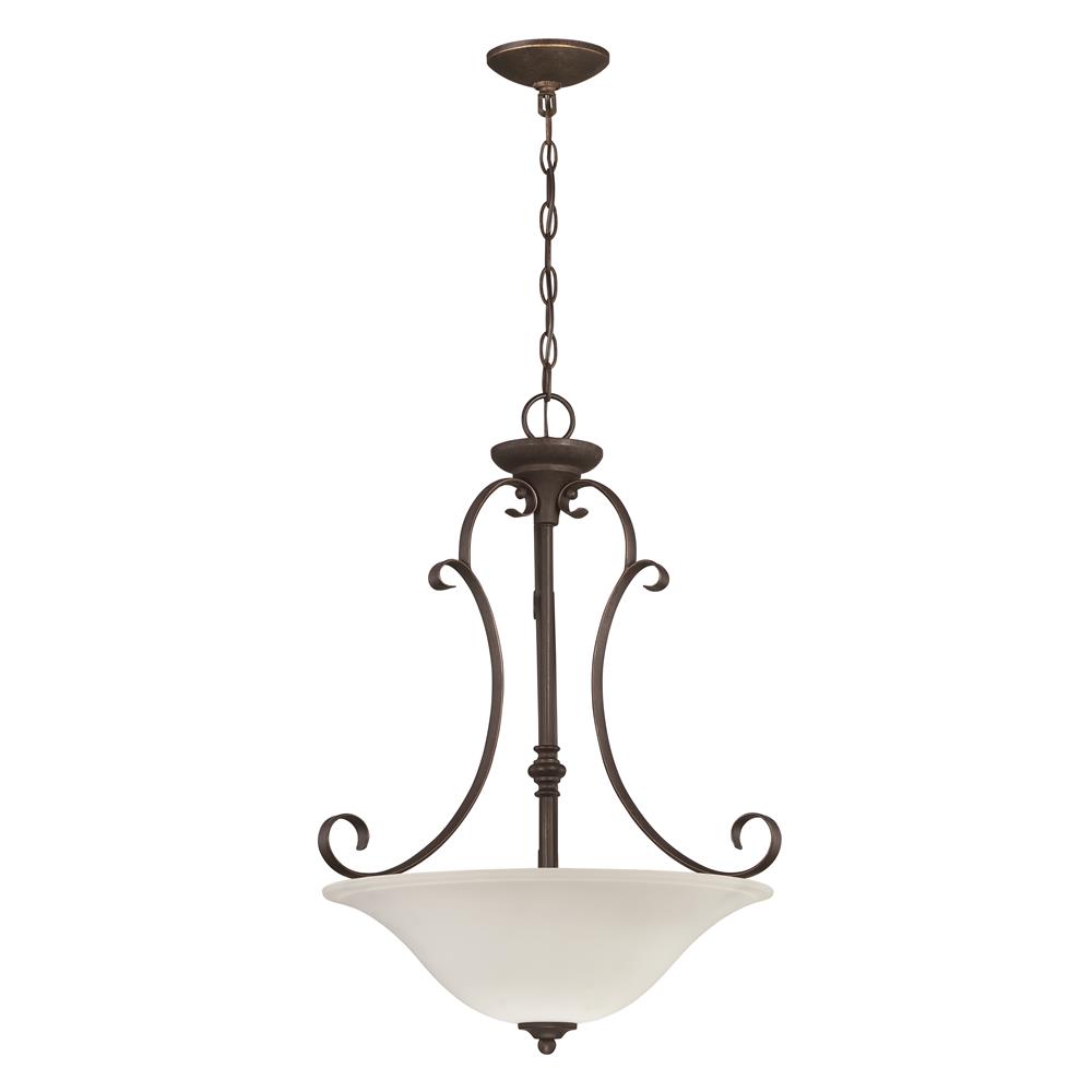 Craftmade 24243-MB-WG Barrett Place 3 Light Inverted Pendant in Mocha Bronze with White Frosted Glass