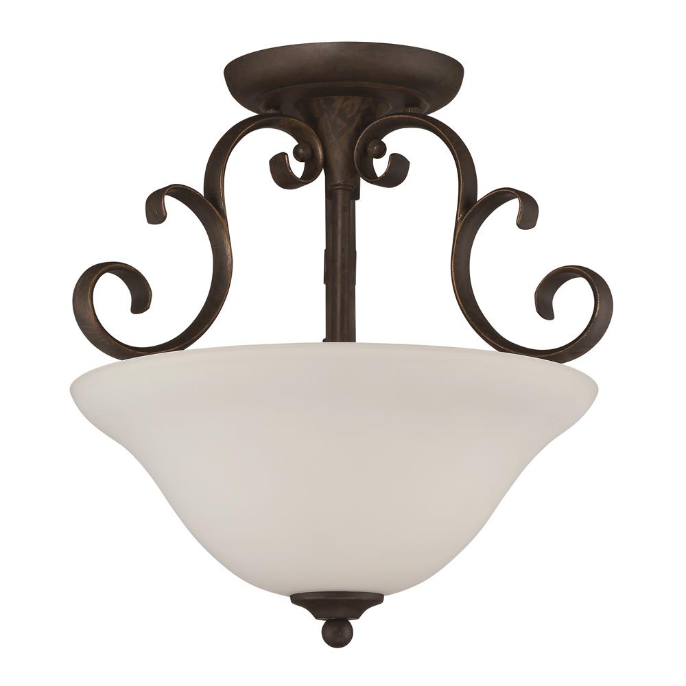 Craftmade 24263-MB-WG Barrett Place 3 Light Semi Flush in Mocha Bronze with White Frosted Glass