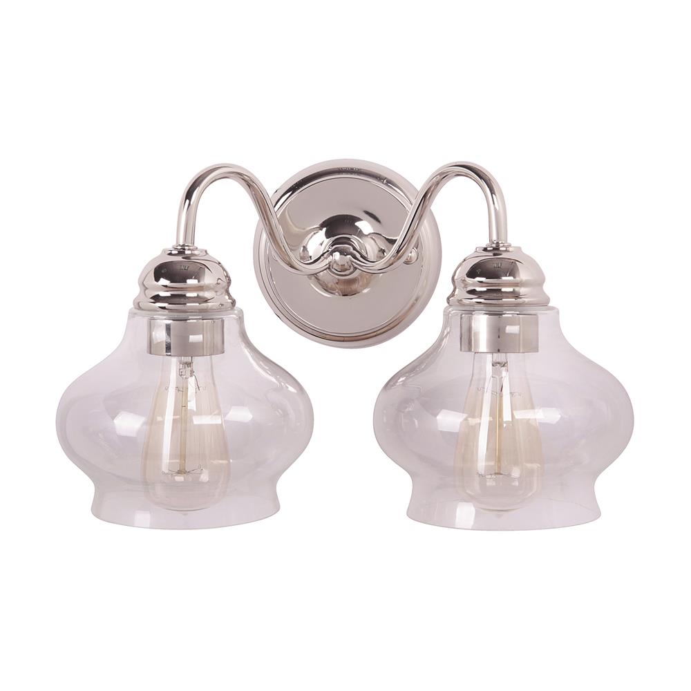 Craftmade 35002-PLN Yorktown 2 Light Vanity in Polished Nickel with Antique Clear Glass