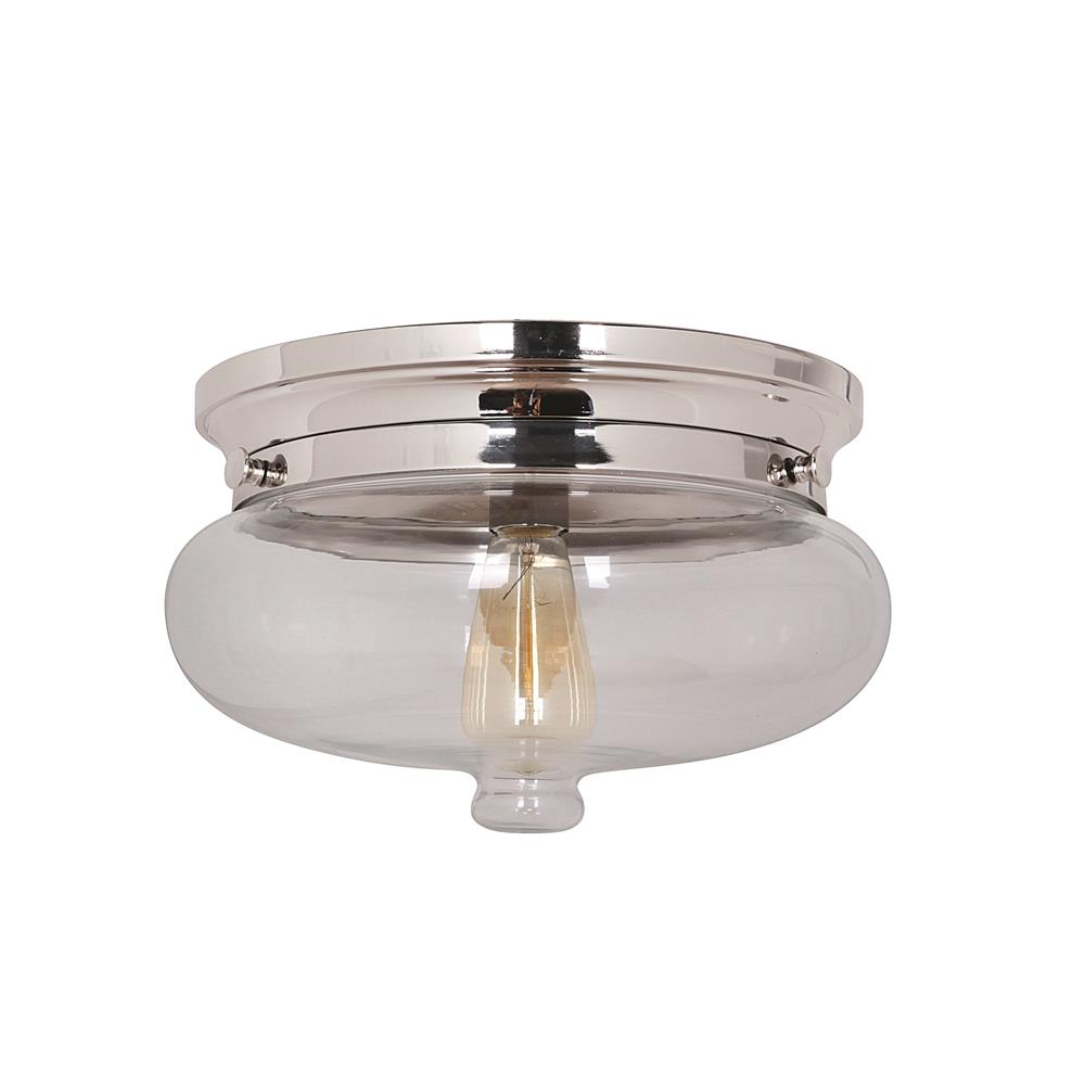 Craftmade 35081-PLN Yorktown 1 Light Flushmount in Polished Nickel with Antique Clear Glass