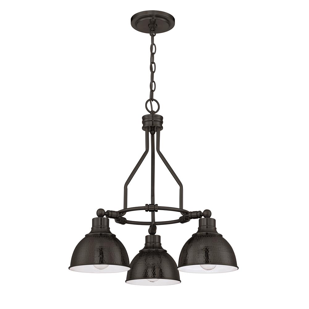 Craftmade 35923-ABZ Timarron 3 Light Down Chandelier in Aged Bronze with Hammered Metal