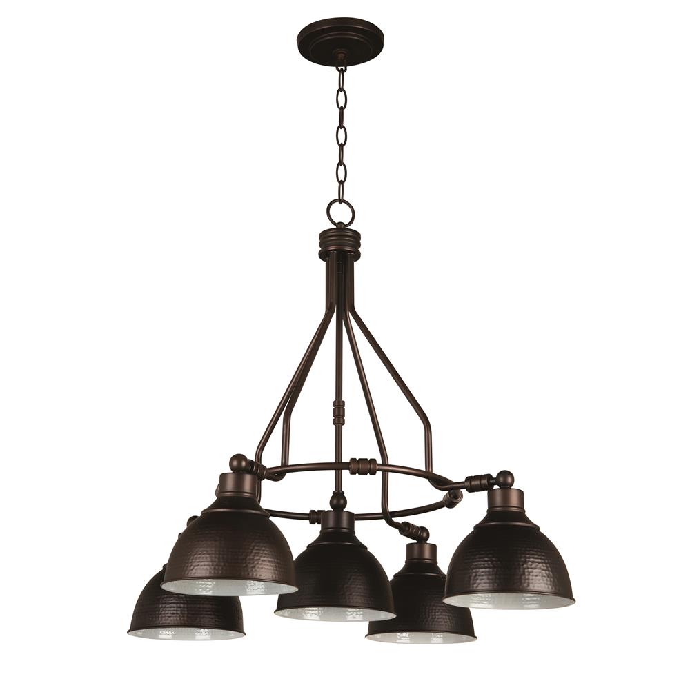 Craftmade 35925-ABZ Timarron 5 Light Down Chandelier in Aged Bronze with Hammered Metal