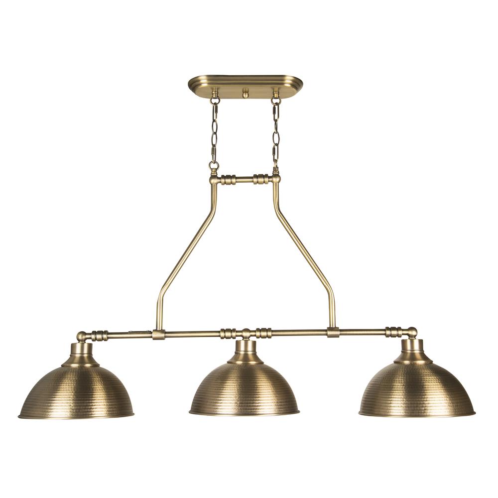 Craftmade 35973-LB Timarron 3 Light Island in Legacy Brass with Hammered Metal