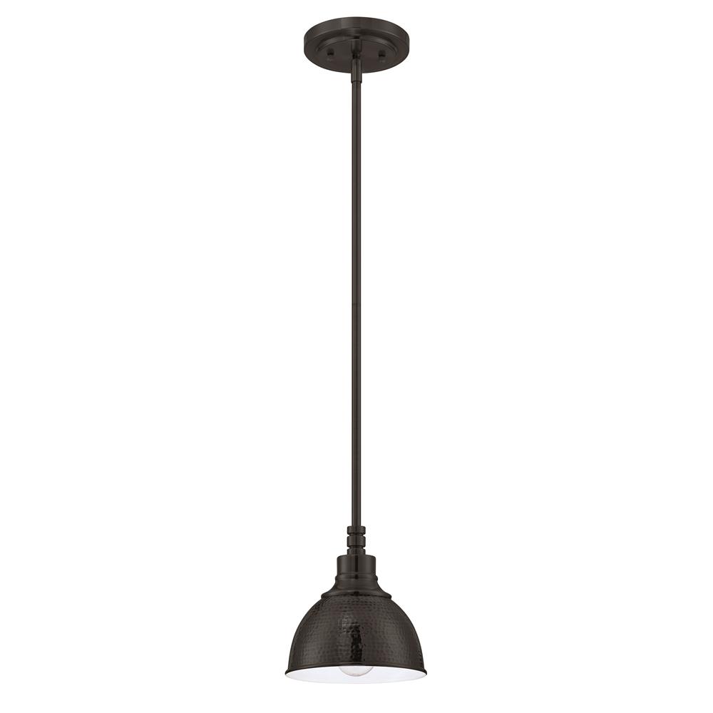 Craftmade 35991-ABZ Timarron 1 Light Mini Pendant in Aged Bronze with Hammered Metal