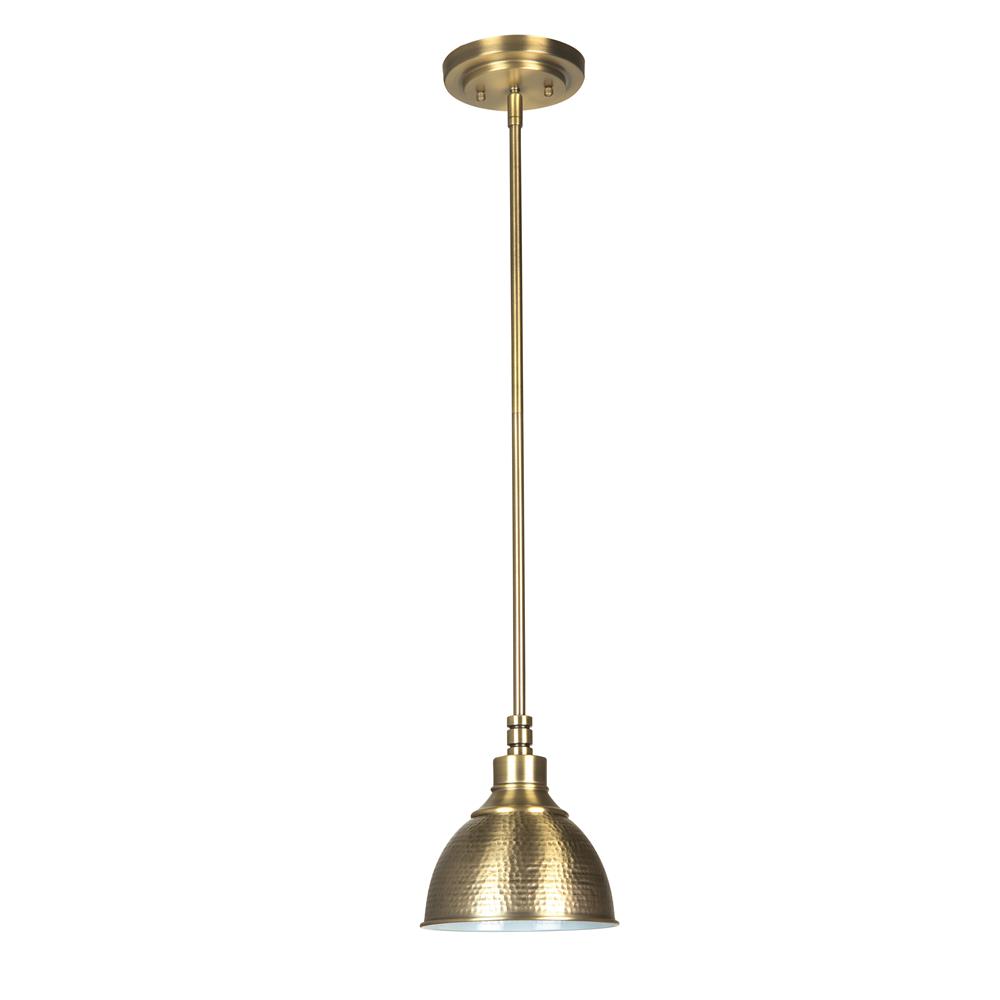 Craftmade 35991-LB Timarron 1 Light Mini Pendant in Legacy Brass with Hammered Metal