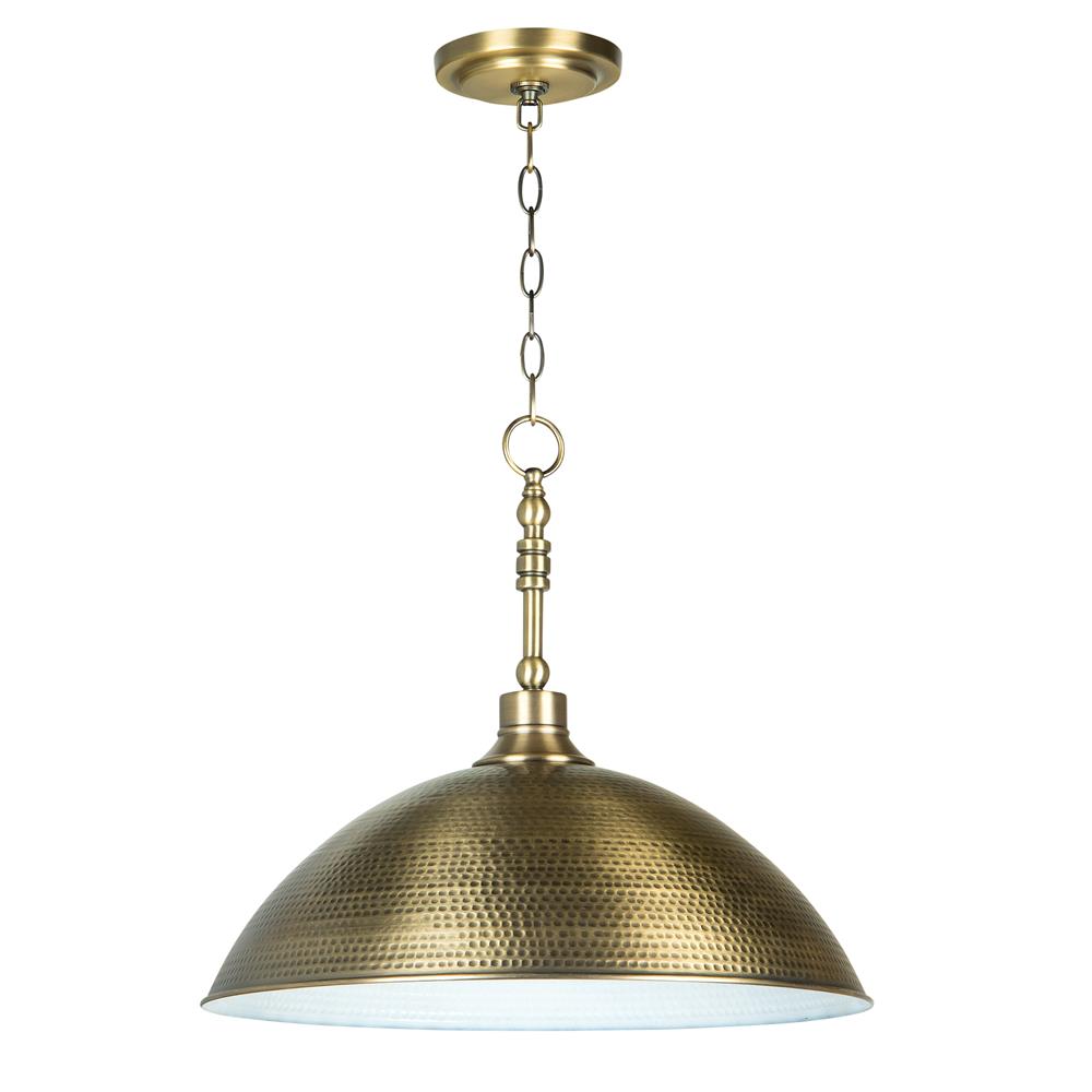 Craftmade 35993-LB Timarron 1 Light Large Pendant in Legacy Brass with Hammered Metal