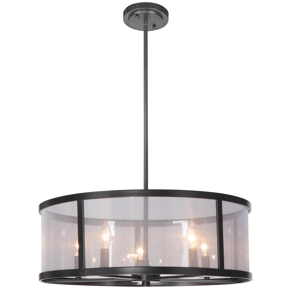 Craftmade 36795-MBK Danbury 5 Light Pendant in Matte Black with Organza Wrapped Fabric