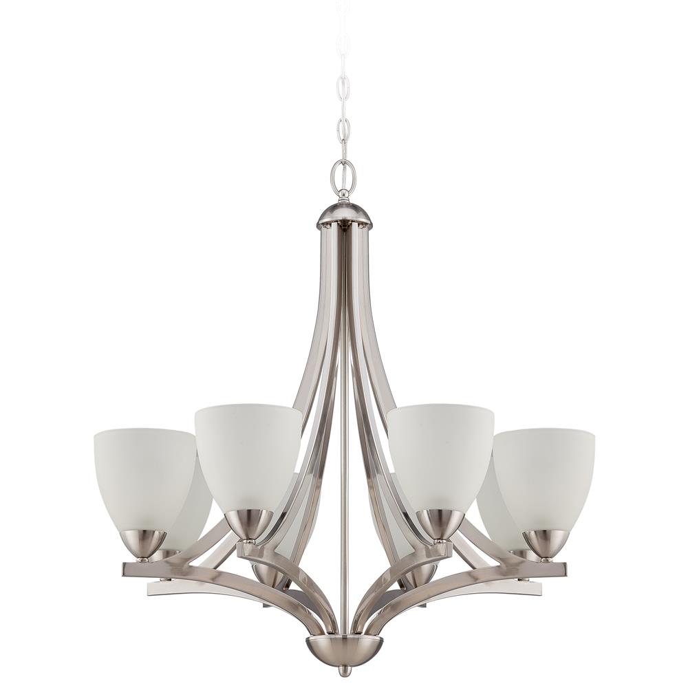 Craftmade 37728-SN Almeda 8 Light Chandelier in Satin Nickel with Frosted White Glass
