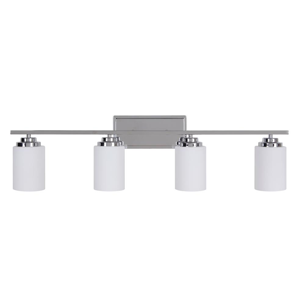 Craftmade 39704-CH Albany 4 Light Vanity in Chrome with White Frosted Glass