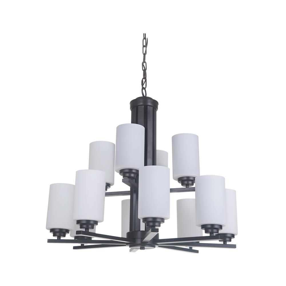 Craftmade 39712-OB Albany 12 Light Chandelier in Oiled Bronze with White Frosted Glass