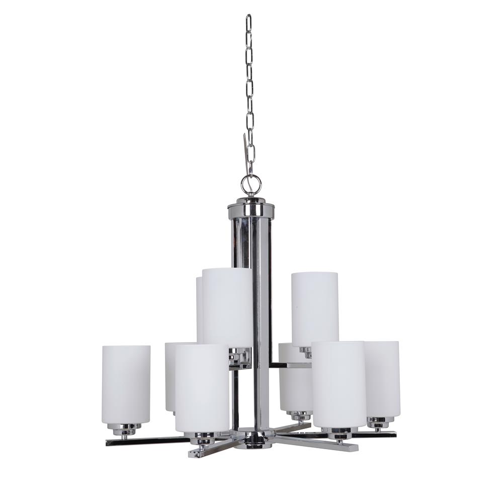 Craftmade 39729-CH Albany 9 Light Chandelier in Chrome with White Frosted Glass