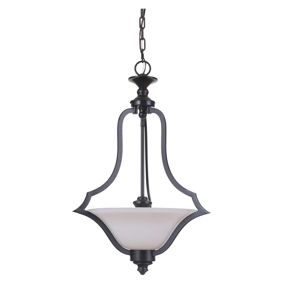 Craftmade 40243-MBK Gabriella 3 Light Pendant in Matte Black with White Frosted Glass