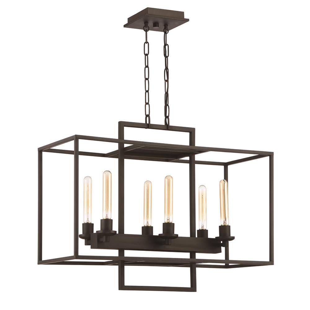 Craftmade 41526-ABZ Cubic 6 Light Linear Chandelier in Aged Bronze Brushed