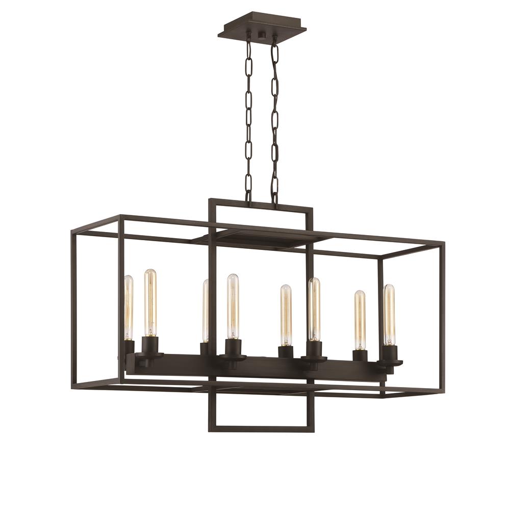 Craftmade 41528-ABZ Cubic 8 Light Linear Chandelier in Aged Bronze Brushed
