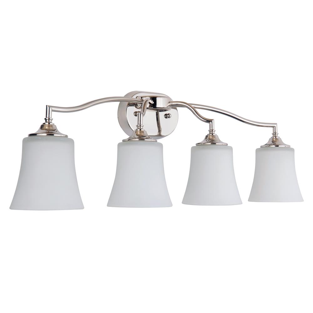 Craftmade 41704-PLN Helena 4 Light Vanity Light in Polished Nickel with White Frosted Glass