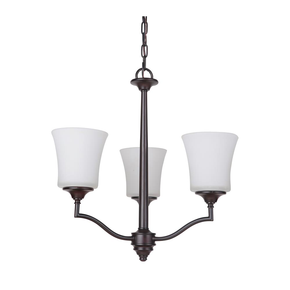 Craftmade 41723-OB Helena 3 Light Chandelier in Oiled Bronze with White Frosted Glass